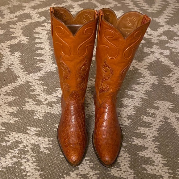 Palace Boots Shoes Custom Made Size 75 Peanut Brittle Alligator